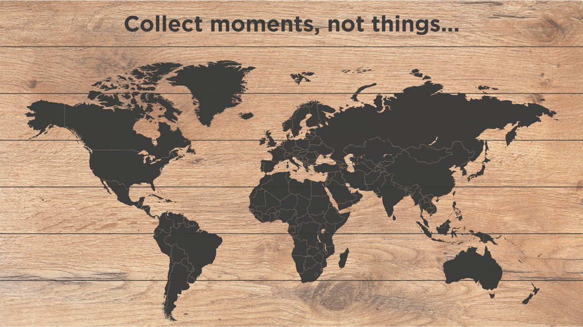 Houten Wereldkaart Moments | 105cm x 60 cm | Personaliseer de Wereldkaart met je vakantiefotos | Met 100 GRATIS koperen pins